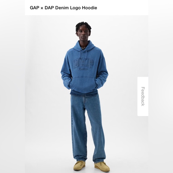 GAP x DAP Light Indigo Denim Logo Hoodie | size Large - Picture 5 of 5